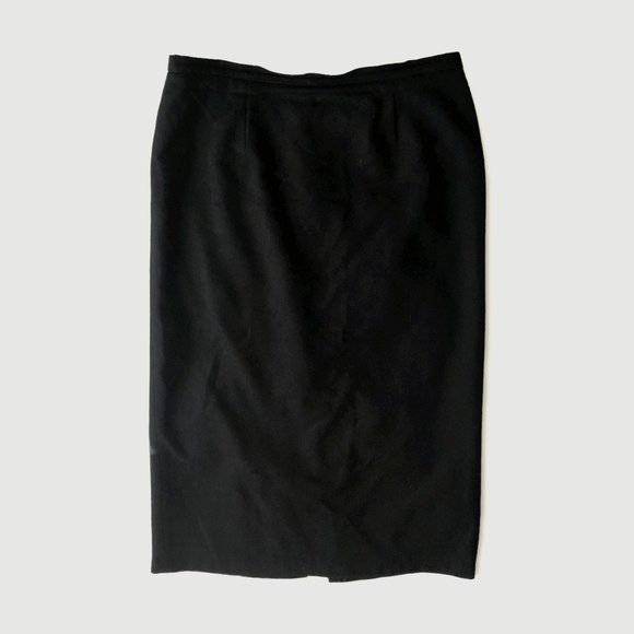 80s Vintage Sag Harbor Black Wool Midi Skirt size 16, 100% wool - Picture 1 of 6